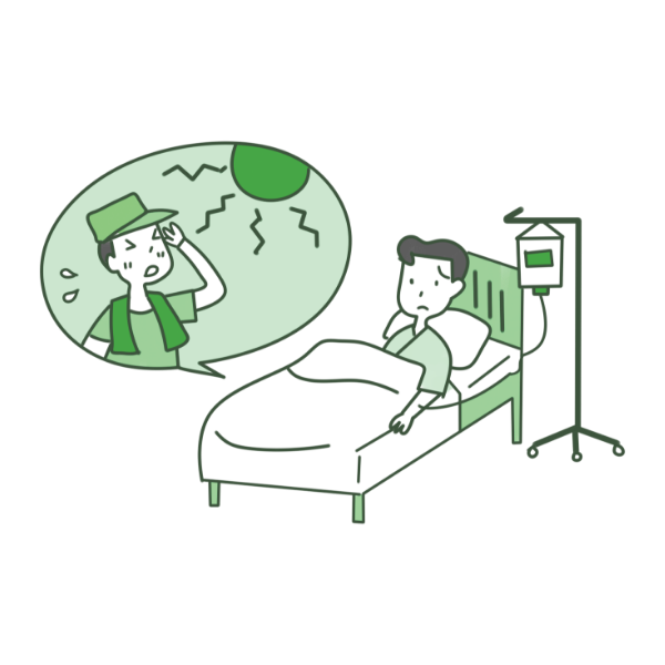 従業員が点検中に熱中症で倒れ、入院した。